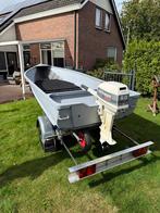 Mooie sterke aluminium boot + trailer + 8pk Johnson!!, Watersport en Boten, Ophalen, Tot 10 pk, Aluminium, 3 tot 6 meter