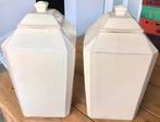 2 GROTE DECORATIEVE KASTVAZEN / POTTEN MET DEKSEL, Ophalen of Verzenden, Gebruikt, Steen, Minder dan 50 cm