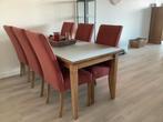 Massief eiken eethoek van Meubelfabriek Oisterwijk., Ophalen, Gebruikt, 6 tot 8 stoelen