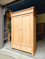 Grote antieke grenen meidenkast vintage linnenkast kast, Ophalen of Verzenden