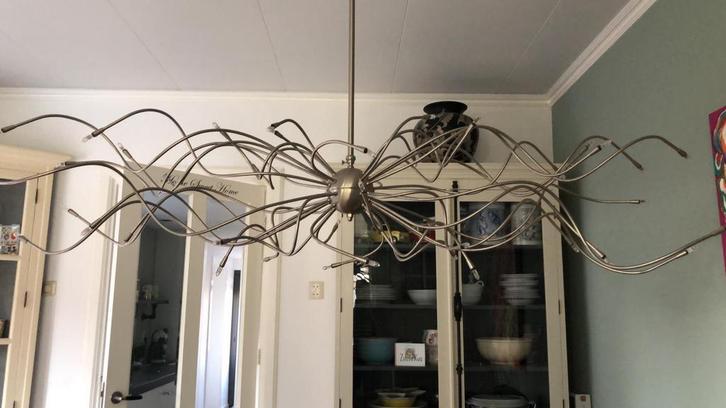 RVS designlamp, Huis en Inrichting, Lampen | Hanglampen, Zo goed als nieuw, Ophalen