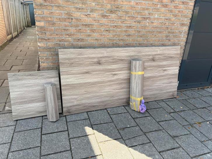 Set eettafel en salontafel melamine, Huis en Inrichting, Tafels | Eettafels, Gebruikt, 50 tot 100 cm, 150 tot 200 cm, Vijf personen of meer