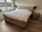 Luxe Boxspring Set – Taupe Leatherlook – 180x200 cm, Ophalen, Tweepersoons, Zo goed als nieuw, Hotel-chique