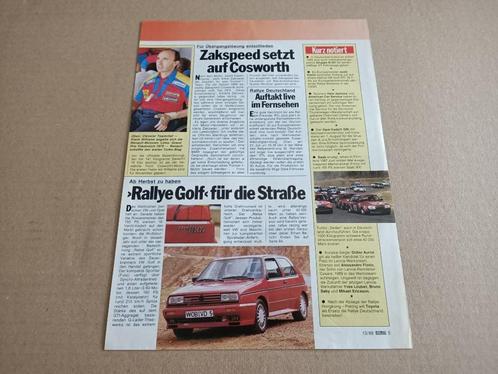 Artikel (uit oud tijdschrift) Volkswagen Golf 2 Rallye (1989, Verzamelen, Automerken, Motoren en Formule 1, Verzenden