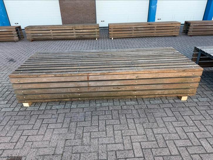 Azobe Banken * Tuinbank * Tuinset * Gordingen * Vlonder *, Tuin en Terras, Tuinsets en Loungesets, Zo goed als nieuw, Hardhout