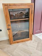 Houten vintage vitrine kastje, Glas, Vintage, Minder dan 25 cm, Minder dan 100 cm