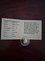 0.999 goud 0,73 gram Liberia 2001 Martin Luther King met coa, Ophalen of Verzenden, Goud