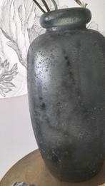 Vaas Petrol/Grijs.Glas., Overige kleuren, Ophalen of Verzenden, Minder dan 50 cm, Glas