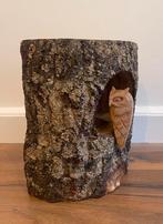 Handgemaakte houten uil uit boomstam - klein +/- 20cm hoog, Ophalen of Verzenden