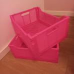 2 Roze Kratten - Opvouwbaar, Doe-het-zelf en Verbouw, Kratten en Dozen, Ophalen, Opvouwbaar, Minder dan 35 cm, Minder dan 50 cm