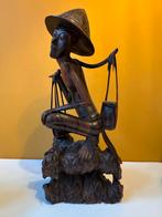 Houten beeld van een man met hoed, Antiek en Kunst, Kunst | Beelden en Houtsnijwerken, Ophalen of Verzenden