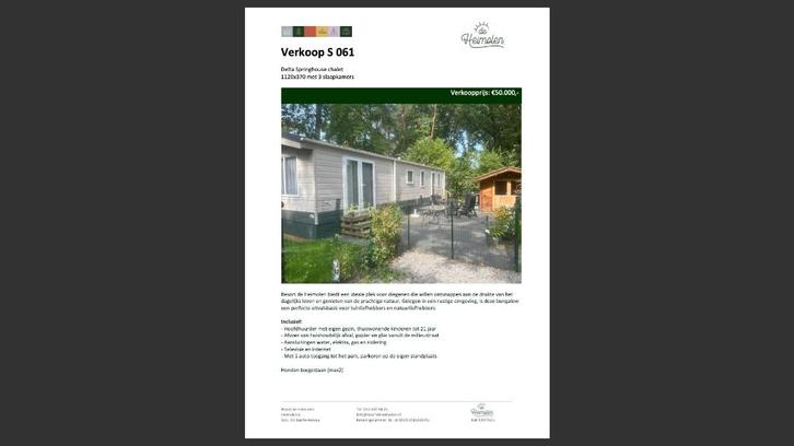 Schitterende chalet 6 persoons, Heimolen, Caravans en Kamperen, Stacaravans, tot en met 6, Ophalen