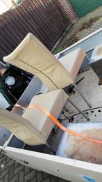 Design stoelen leer creme/wit - HVS, Ophalen, Gebruikt, Wit, Design