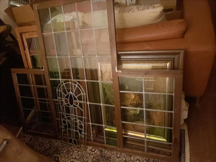 Diverse glas in lood ramen eyecatcher sfeer, Doe-het-zelf en Verbouw, Glas en Ramen, Ophalen of Verzenden