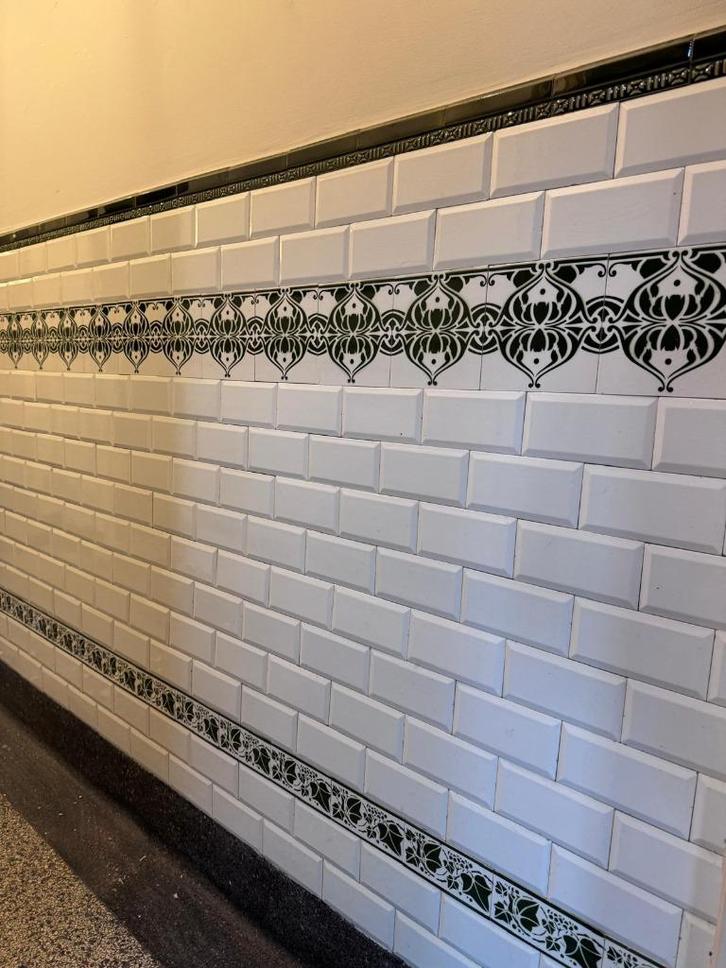 Jugendstil Lambrisering 1905. 6 Meter, Doe-het-zelf en Verbouw, Tegels, Gebruikt, Wandtegels, Keramiek, 60 cm of meer, Minder dan 20 cm