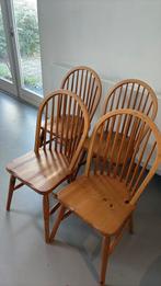 4 Houten Stoelen met Spijlen - Gebruikt, Huis en Inrichting, Stoelen, Ophalen, Gebruikt, Hout, Drie