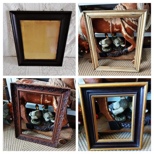 Oude houten lijst bruin en creme diverse maten, Antiek en Kunst, Curiosa en Brocante, Ophalen of Verzenden