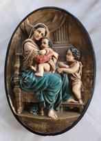 Antieke plaquette Madonna met Jezus en Johannes, Antiek en Kunst, Antiek | Religie, Ophalen of Verzenden