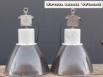 Vintage zwarte emaille industriele oude lamp H54 D38, Gebruikt, Industrieel stoer robuust vintage landelijk loft oud, Ophalen of Verzenden
