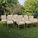 6 Leren Eetkamerstoelen N-joy Goossens, Huis en Inrichting, Stoelen, Ophalen, Gebruikt, Bruin, Vijf, Zes of meer stoelen