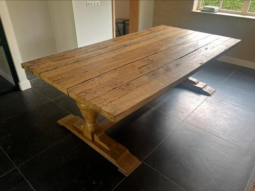 Hangemaakte eiken eetkamer tafel 8 pers, Huis en Inrichting, Tafels | Eettafels, Zo goed als nieuw, 50 tot 100 cm, 200 cm of meer