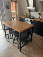 IKEA Vadholma keukeneiland incl barkrukken., Huis en Inrichting, Ophalen, Gebruikt, 75 cm of meer, Zwart