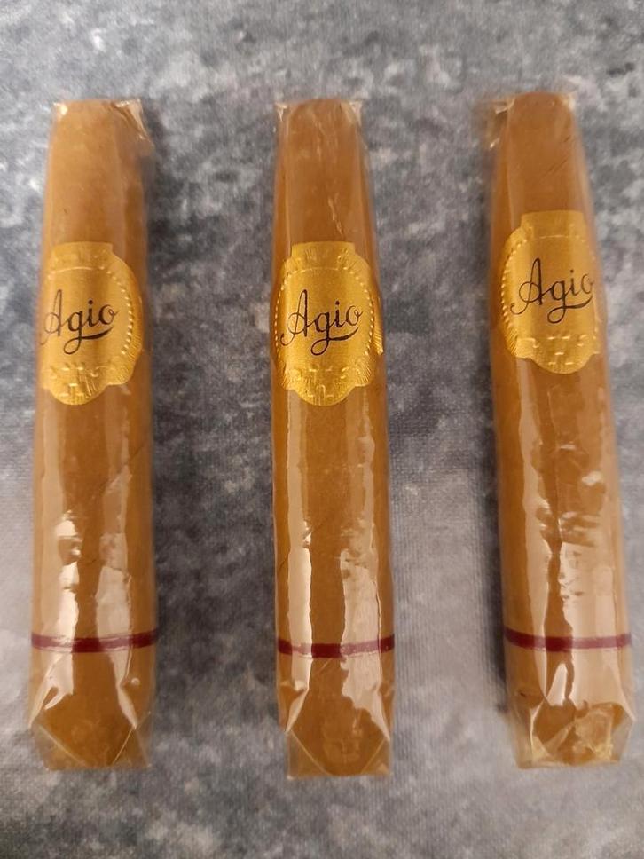 3 stuks oude sigaren Agio gouden band, 1904 - 954, Verzamelen, Rookartikelen, Aanstekers en Luciferdoosjes, Gebruikt, Tabaksdoos of Verpakking