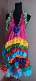 Vrolijke fantasie jurk met bloemen en vlinders hoed S/M, Kleding | Dames, Carnavalskleding en Feestkleding, Ophalen of Verzenden
