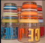 4 kleurrijke smoothie glazen of drinkglazen, Glas of Glazen, Ophalen of Verzenden, Overige stijlen, Glas