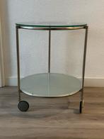 Vintage Ikea ronde glazen bijzettafel, Huis en Inrichting, Tafels | Bijzettafels, Ophalen, Minder dan 55 cm, Gebruikt, Rond