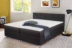 Zwarte 2-persoons boxspring 180x200 met topper, Ophalen, Zwart, 180 cm, 200 cm