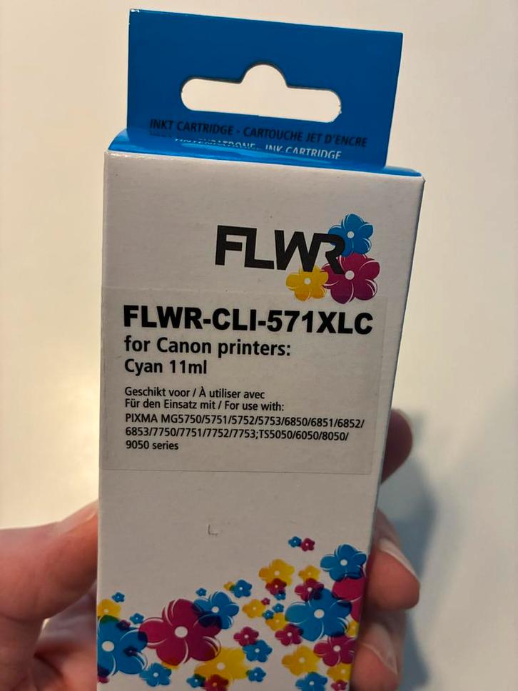 FLWR-CLI-571XLC Cyan Cartridge voor Canon printers, Computers en Software, Printerbenodigdheden, Nieuw, Cartridge, Ophalen