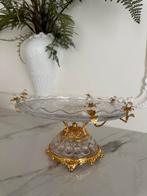 Elegante Glazen Etagère met Gouden Details, Ophalen of Verzenden, Zo goed als nieuw