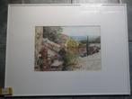 ITALIAANS LANDSCHAP * AQUAREL IN LIJST * Gesigneerd *, Ophalen of Verzenden