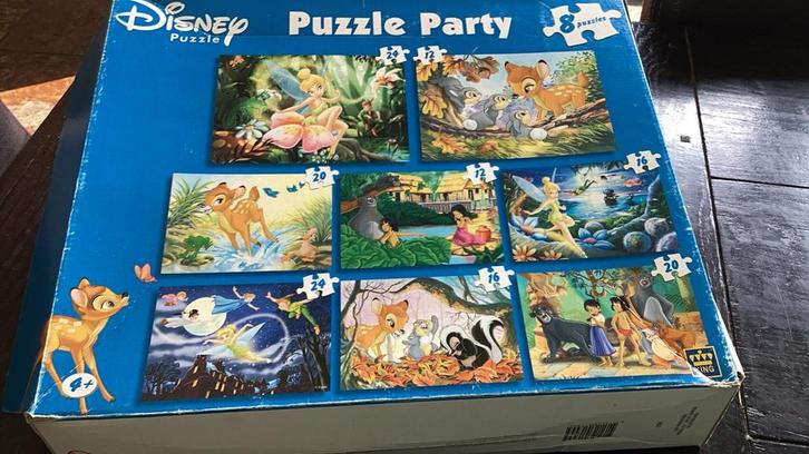 Disney Puzzel Party - 8 Puzzels, Kinderen en Baby's, Speelgoed | Kinderpuzzels, Zo goed als nieuw, 4 tot 6 jaar, Meer dan 50 stukjes