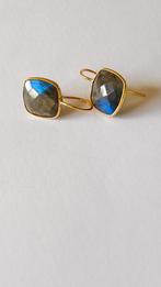 Fraaie zilver vergulde oorbellen met Labradoriet, Hangers, Verzenden, Nieuw, Met edelsteen