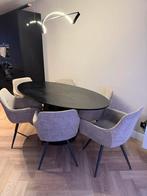 Elegante ovale eettafel met 6 stoelen, Ophalen, Zo goed als nieuw, 6 tot 8 stoelen