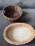 Twee rieten manden - Schaal en mand, Gebruikt, Schaal, Rond, Ophalen of Verzenden