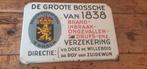 Emaille bord De Groote Bossche van 1838 verzekeringen, Verzamelen, Merken en Reclamevoorwerpen, Ophalen of Verzenden, Gebruikt