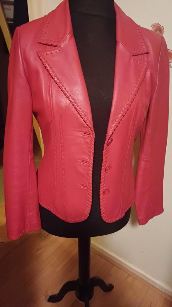 Prachtig rood leren jasje - Maat 40, Kleding | Dames, Jasjes, Kostuums en Pakken, Ophalen of Verzenden