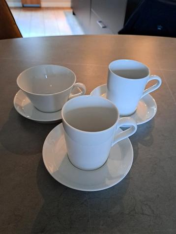 3x Arzberg Tric kop + schotel, Sieger design, wit porselein  beschikbaar voor biedingen