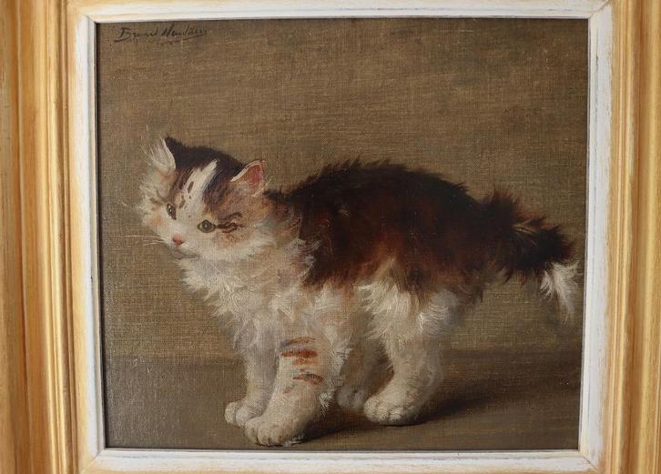 Schilderij poes Alfred-Arthur Brunel de Neuville, Antiek en Kunst, Kunst | Schilderijen | Klassiek, Ophalen of Verzenden