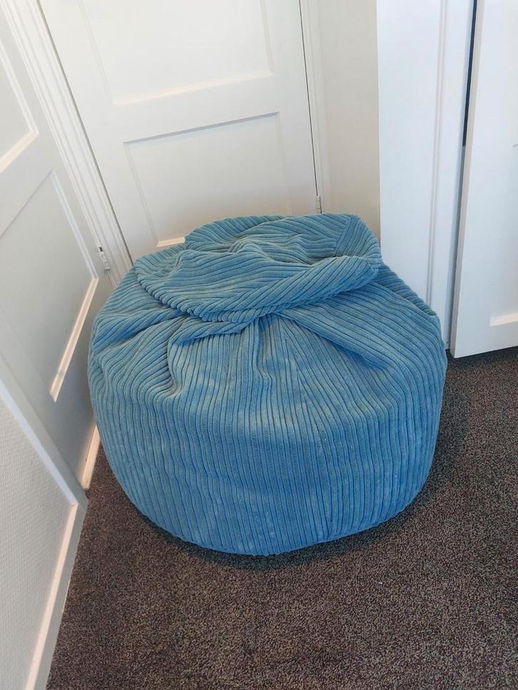 Zitzak Pug Big Bertha rib blauw, Huis en Inrichting, Zitzakken, Gebruikt, Blauw, Ophalen
