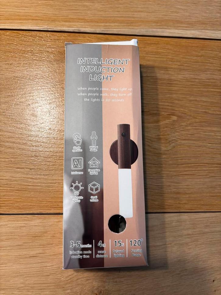 Intelligente Wandlamp met Bewegingssensor, Huis en Inrichting, Lampen | Wandlampen, Nieuw, Hout, Verzenden