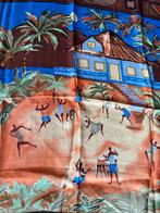 Vintage zijden Sjaal met Tropisch Motief, Ophalen of Verzenden, Zo goed als nieuw