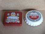 Amstel bier onderzetters ivv kroonkurk & viltjes in blikje, Verzamelen, Ophalen of Verzenden, Nieuw, Viltje(s), Amstel