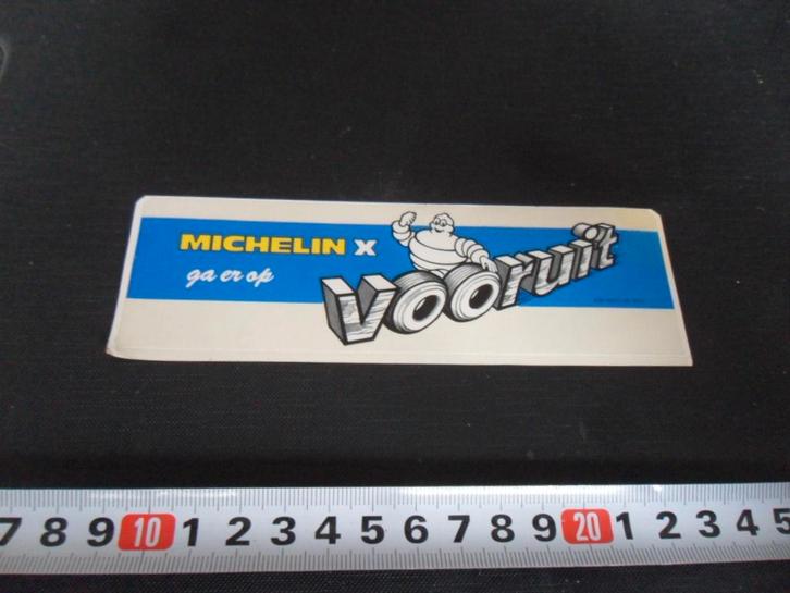 sticker michelin X ga er op vooruit - mannetje auto banden, Verzamelen, Stickers, Zo goed als nieuw, Ophalen