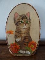 Houten Decoratie Kat met Bloemen, Ophalen of Verzenden, Nieuw