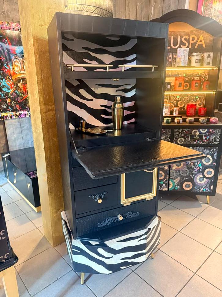Luxe Cocktailbar/Kastje Croco & Zebra Design, Huis en Inrichting, Kasten | Buffetkasten, 150 tot 200 cm, 50 tot 100 cm, 25 tot 50 cm
