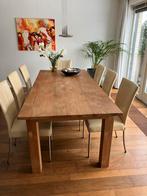 Teak eettafel 220x100 cm, Ophalen, Gebruikt, Teakhout, 200 cm of meer